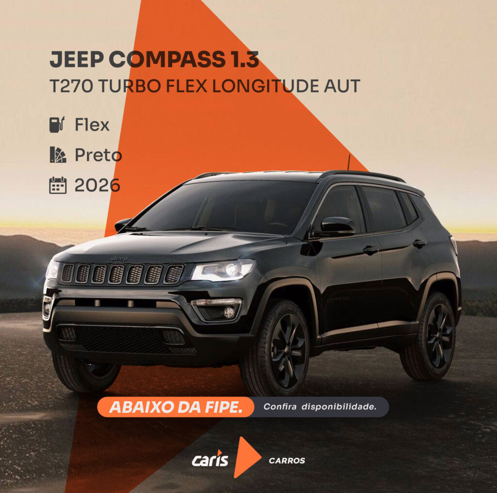 caris carros - jeep compass 2026 preto flex turbo